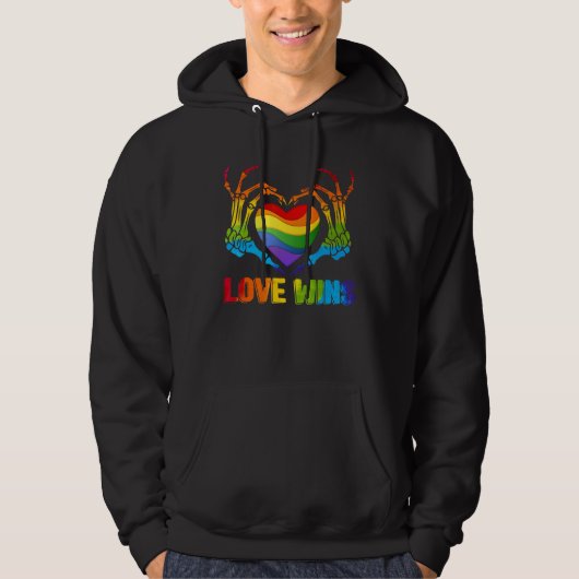 LGBTQ Love Wins Gay Pride LGBT Ally Skeleton Rainb Hoodie (Voorkant)