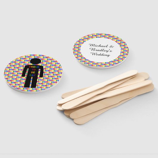 LGBTQ-Man Silhouette en Rainbow-Mannen Aangepast Handwaaier (Niet-gemonteerd)