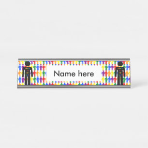 LGBTQ-Man Silhouette en RegenboogMannen Bureau Naambordje