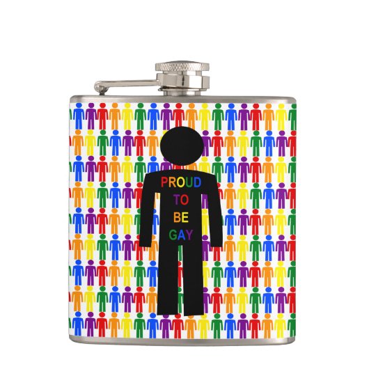 LGBTQ-Man Silhouette en RegenboogMannen Heupfles (Voorkant)