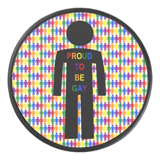 LGBTQ-Man Silhouette en RegenboogMannen Hockey Puck (Voorkant)