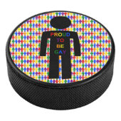 LGBTQ-Man Silhouette en RegenboogMannen Hockey Puck (3/4)