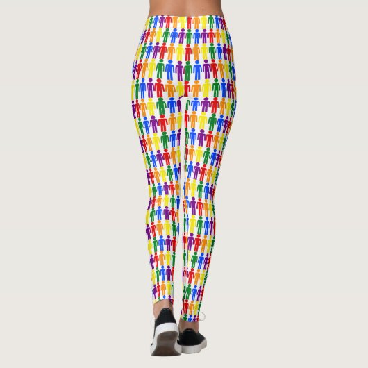 LGBTQ-Man Silhouette en RegenboogMannen Leggings (Achterkant)