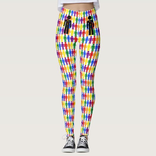 LGBTQ-Man Silhouette en RegenboogMannen Leggings (Voorkant)