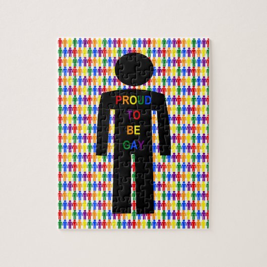 LGBTQ-Man Silhouette en RegenboogMannen Legpuzzel (Verticaal)