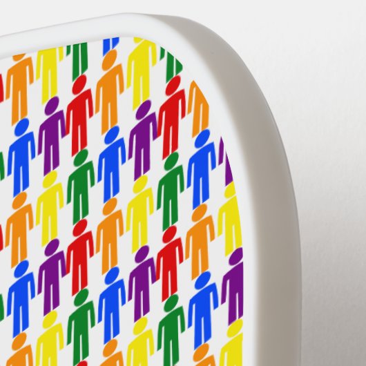 LGBTQ-Man Silhouette en RegenboogMannen Pickleball Paddle (Links Detail)