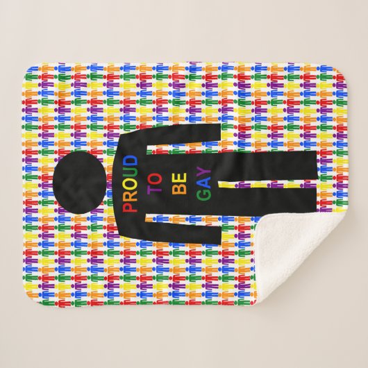 LGBTQ-Man Silhouette en RegenboogMannen Sherpa Deken (Voorkant (horizontaal))