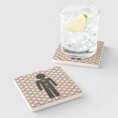 LGBTQ-Man Silhouette en RegenboogMannen Stenen Onderzetter (Zijkant)