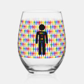 LGBTQ-Man Silhouette en RegenboogMannen Wijnglas Zonder Voet (Voorkant)