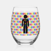LGBTQ-Man Silhouette en RegenboogMannen Wijnglas Zonder Voet (Achterkant)