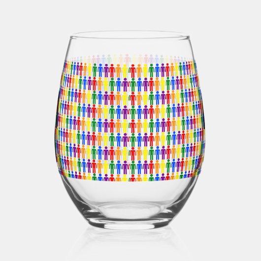 LGBTQ-Man Silhouette en RegenboogMannen Wijnglas Zonder Voet (Rechts)