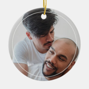 LGBTQ Mannelijke Couple Gay Olde Kerstfoto Keramisch Ornament
