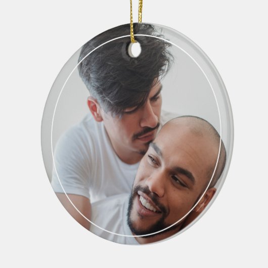 LGBTQ Mannelijke Couple Gay Olde Kerstfoto Keramisch Ornament (Links)