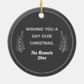 LGBTQ Mannelijke Couple Gay Olde Kerstfoto Keramisch Ornament (Achterkant)