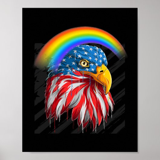 LGBTQ Memorial Day American Flag Rainbow Poster (Voorkant)