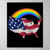 LGBTQ Memorial Day American Flag Rainbow Poster (Voorkant)