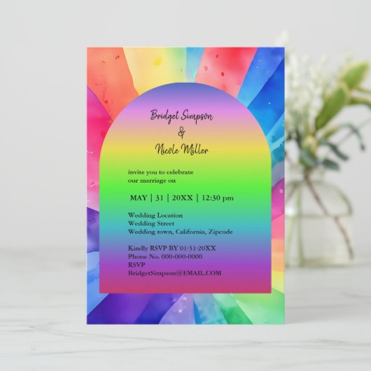 lgbtq mensenrechten bruiloft uitnodiging (Staand voorkant)