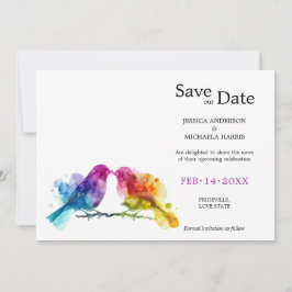 LGBTQ+ met foto Rainbow Lovebirds Save The Date