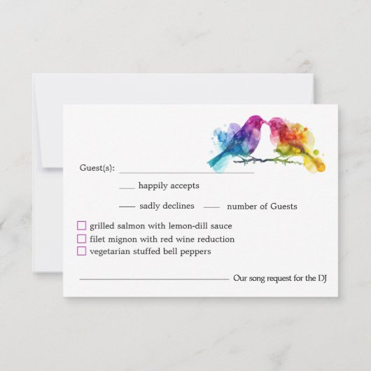 LGBTQ+ met menu keuze Rainbow Lovebirds (Achterkant)