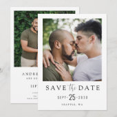LGBTQ Modern Eenvoudig Elegante Foto Sla de Datum Save The Date (Voorkant / Achterkant)