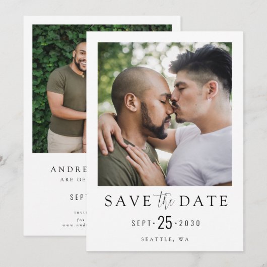 LGBTQ Modern Eenvoudig Elegante Foto Sla de Datum Save The Date (Voorkant / Achterkant)