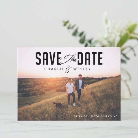 LGBTQ Modern sparen de Datum met Foto Save The Date (Staand voorkant)