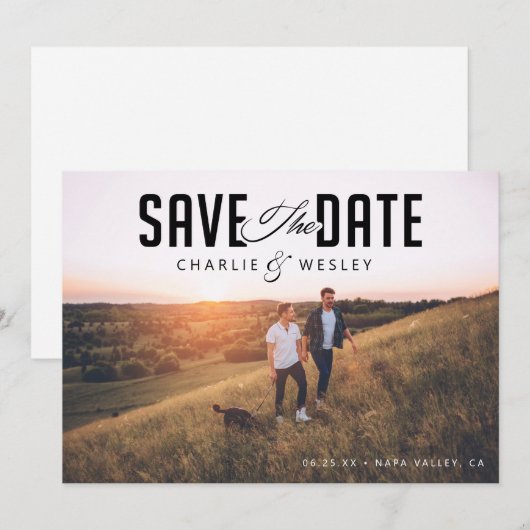 LGBTQ Modern sparen de Datum met Foto Save The Date (Voorkant / Achterkant)