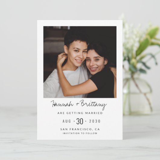 LGBTQ Moderne Foto Bewaar de Datum Save The Date (Staand voorkant)