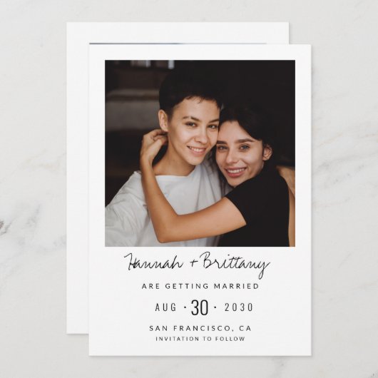 LGBTQ Moderne Foto Bewaar de Datum Save The Date (Voorkant / Achterkant)