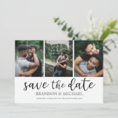 LGBTQ moderne script fotocollage Save The Date (Staand voorkant)