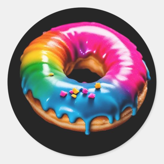 LGBTQ+ neontrotse donut Ronde Sticker (Voorkant)
