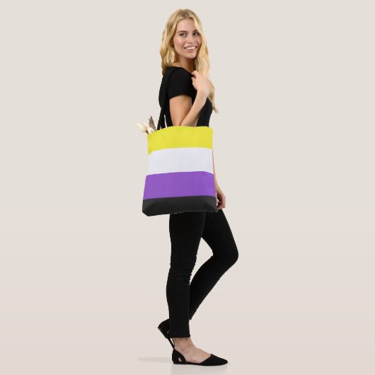 LGBTQ Nonbinary Pride Flag Tote Bag (Op model)