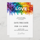 🌈 🐦 LGBTQ Painted With Love wedding  Save The Date (Voorkant / Achterkant)