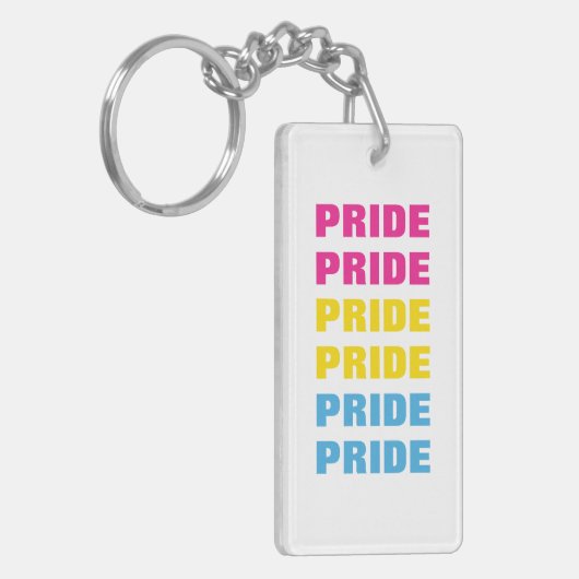 LGBTQ Panseksuele Trots Aanpasbare Herhaalde Tekst Sleutelhanger (Voorkant Links)