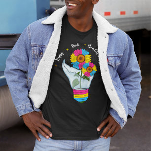 LGBTQ Pansexual Flag Sunflower in Light Bulb T-shirt