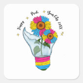 LGBTQ Pansexual Flag Sunflower in Light Bulb Vierkante Sticker (Voorkant)