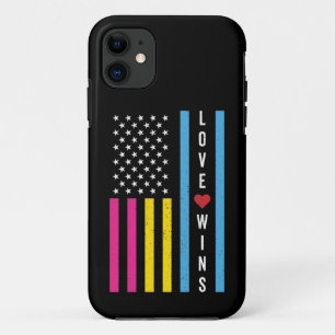 LGBTQ Pansexual Pride Love Wins USA American Flag Case-Mate iPhone Case