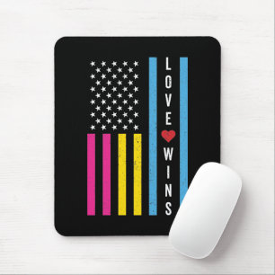 LGBTQ Pansexual Pride Love Wins USA American Flag Muismat