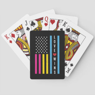 LGBTQ Pansexual Pride Love Wins USA American Flag Pokerkaarten