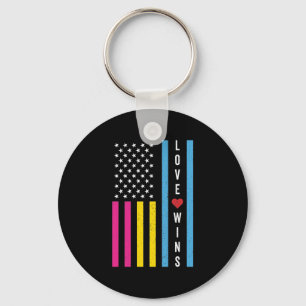 LGBTQ Pansexual Pride Love Wins USA American Flag Sleutelhanger