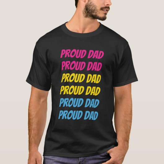 LGBTQ Pansexual Pride Proud Dad Repettekst T-shirt (Voorkant)