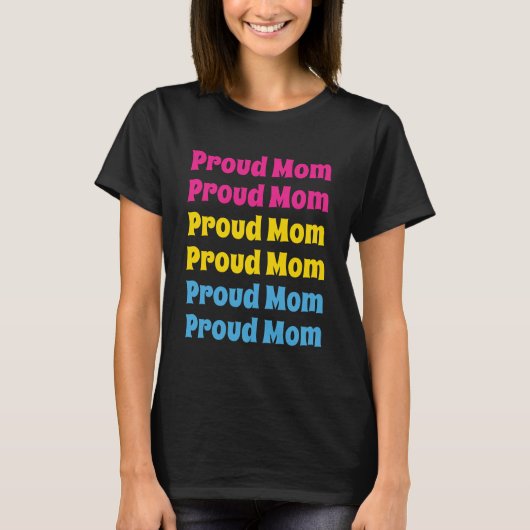 LGBTQ Pansexual Pride Proud Mam Herhalende Tekst T-shirt (Voorkant)