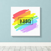 LGBTQ-penseelstreken regenboog Canvas Afdruk (Insitu (Houten vloer))