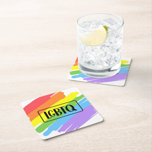 LGBTQ-penseelstreken regenboog Kartonnen Onderzetters (Insitu)