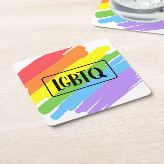 LGBTQ-penseelstreken regenboog Kartonnen Onderzetters (Schuin)