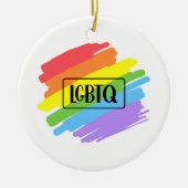 LGBTQ-penseelstreken regenboog Keramisch Ornament (Voorkant)