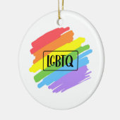 LGBTQ-penseelstreken regenboog Keramisch Ornament (Links)