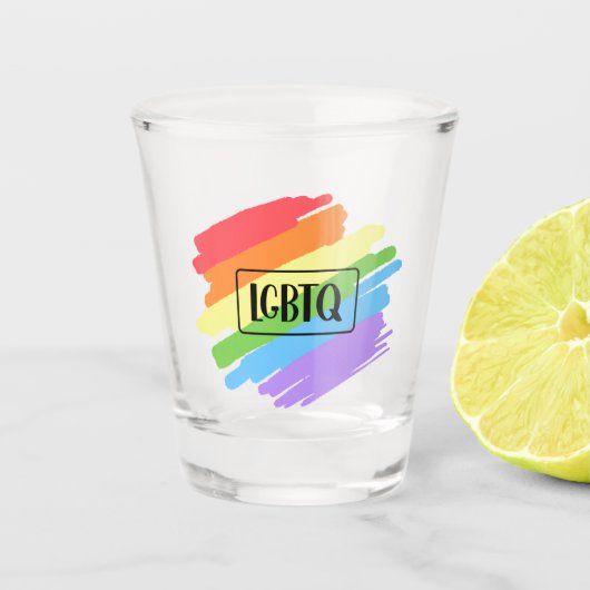 LGBTQ-penseelstreken regenboog Shot Glas (Voorkant)