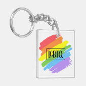 LGBTQ-penseelstreken regenboog Sleutelhanger (Voorkant Links)