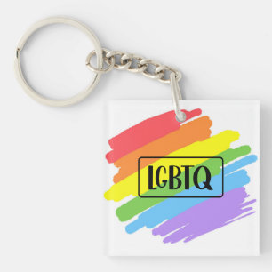LGBTQ-penseelstreken regenboog Sleutelhanger